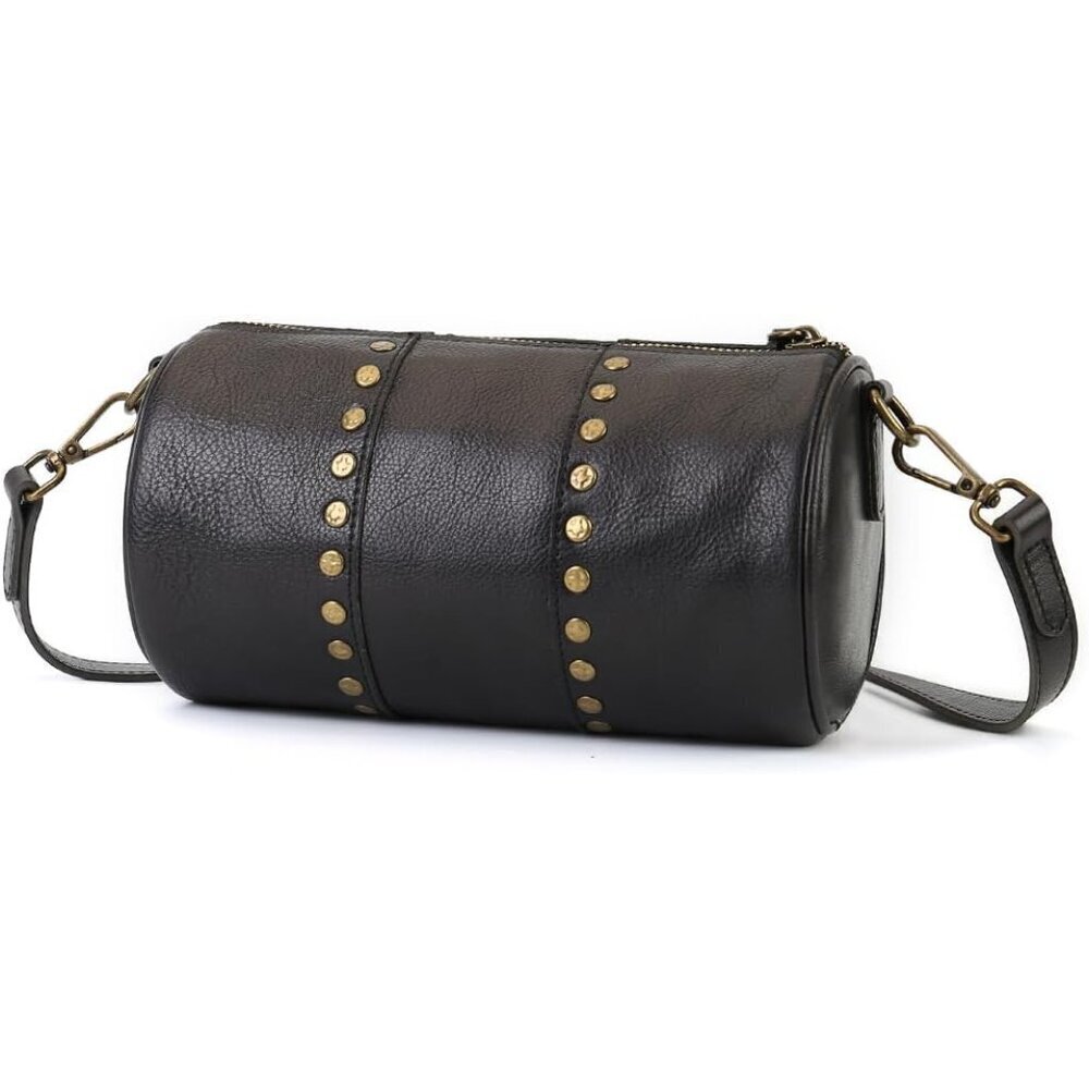 Genuine Leather Crossbody Bag Women Vintage Rivet Small Purse for Everyday